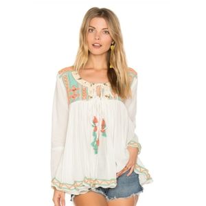 RAGA Embroidered Flowy Tasseled Top